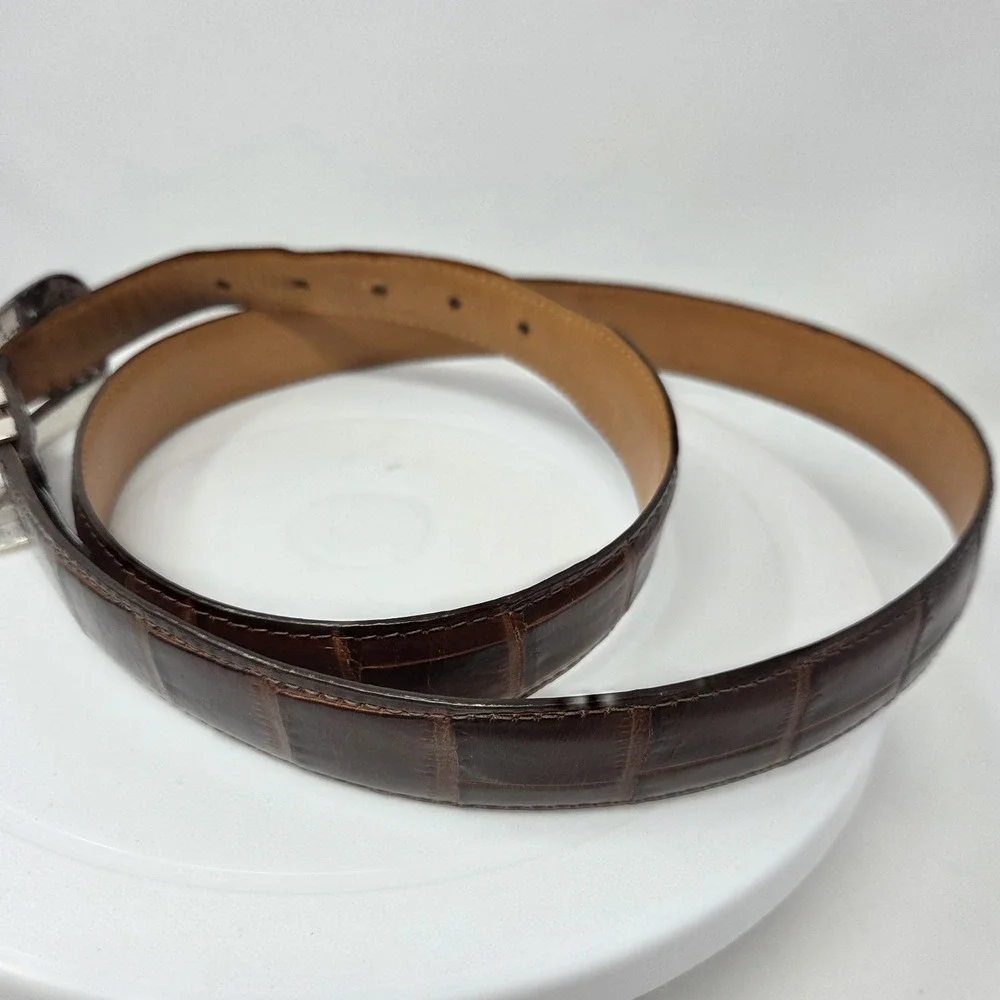 Onyx Brighton X5507 Men's Brown Croco-embossed Leather Dress Belt 44